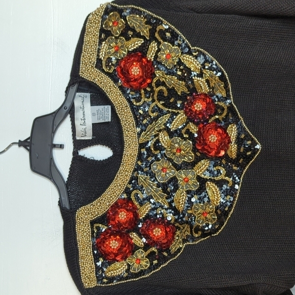 Vintage Sweater with 3-D Floral Beading - Picture 2 of 6